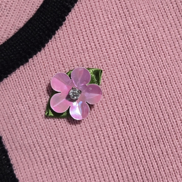 Plum Vintage Youth Girls Tight Knit Flower Applique Crop Cardigan Large 14/16 - Picture 5 of 6